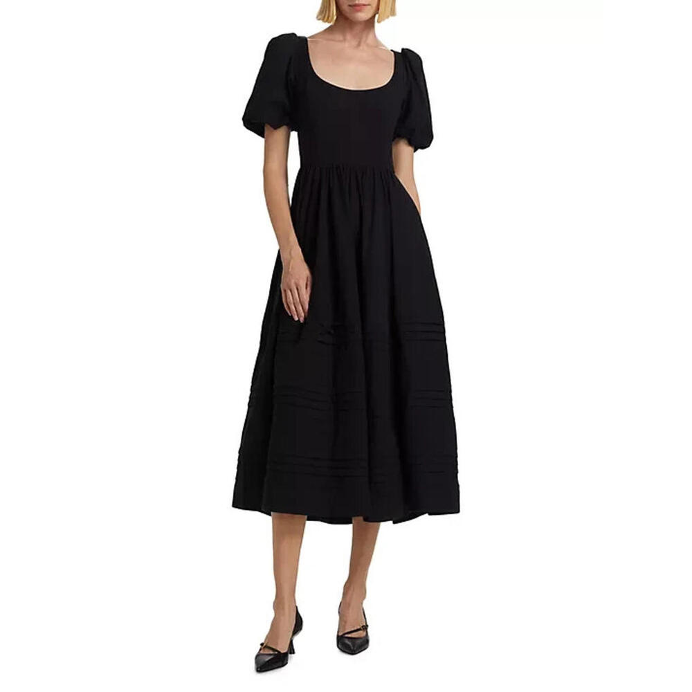 NEW Reformation Everlyn Cotton Midi-Dress in Black Size 12 #3052